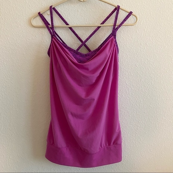 Lucy | Feel the Beat Singlet Tank Built in Sports Bra Small Pink Purple - Picture 1 of 5